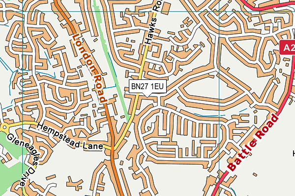 BN27 1EU map - OS VectorMap District (Ordnance Survey)