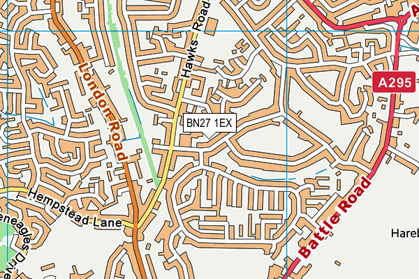 BN27 1EX map - OS VectorMap District (Ordnance Survey)