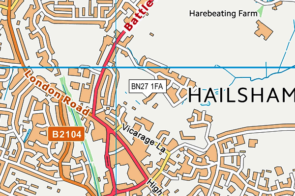 BN27 1FA map - OS VectorMap District (Ordnance Survey)