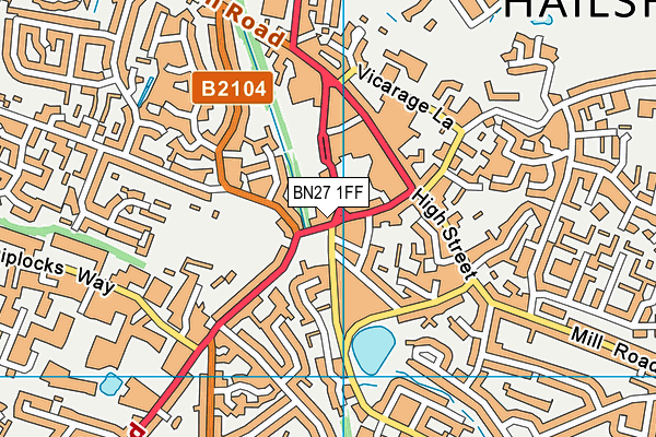 BN27 1FF map - OS VectorMap District (Ordnance Survey)