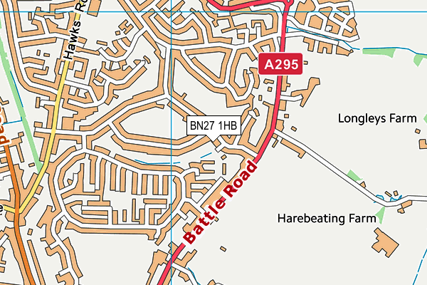 BN27 1HB map - OS VectorMap District (Ordnance Survey)