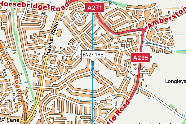 BN27 1HE map - OS VectorMap District (Ordnance Survey)