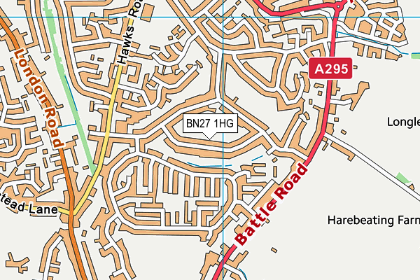 BN27 1HG map - OS VectorMap District (Ordnance Survey)