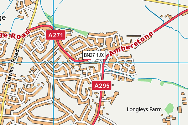 BN27 1JX map - OS VectorMap District (Ordnance Survey)