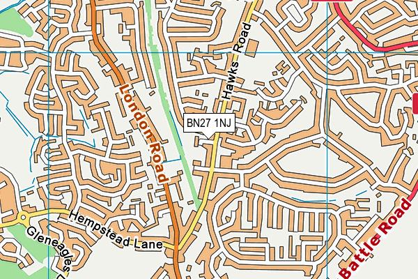 BN27 1NJ map - OS VectorMap District (Ordnance Survey)