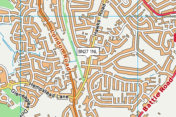 BN27 1NL map - OS VectorMap District (Ordnance Survey)