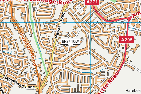 BN27 1QW map - OS VectorMap District (Ordnance Survey)