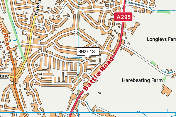 BN27 1ST map - OS VectorMap District (Ordnance Survey)