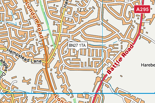BN27 1TA map - OS VectorMap District (Ordnance Survey)