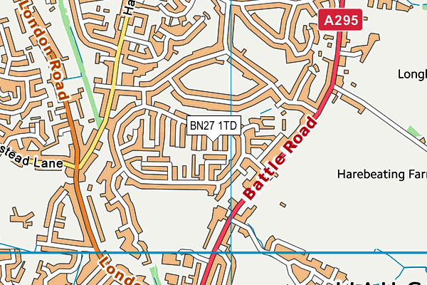 BN27 1TD map - OS VectorMap District (Ordnance Survey)