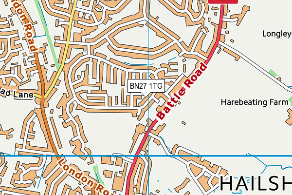 BN27 1TG map - OS VectorMap District (Ordnance Survey)