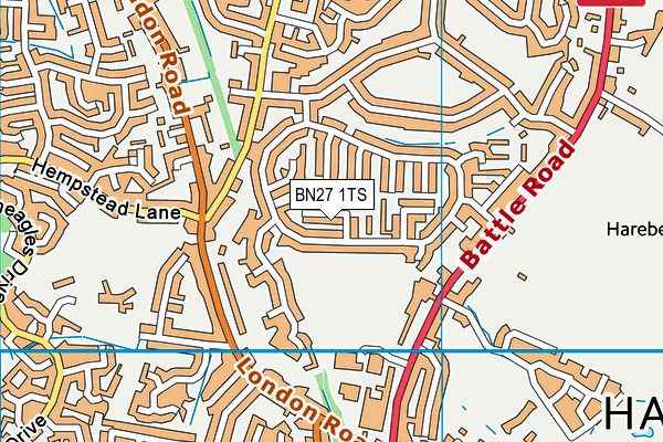 BN27 1TS map - OS VectorMap District (Ordnance Survey)
