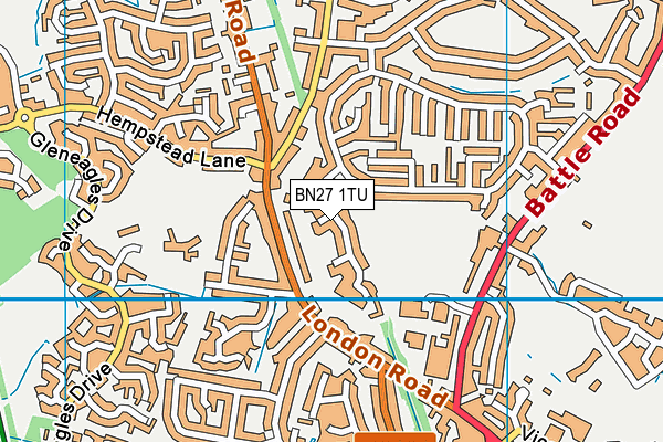 BN27 1TU map - OS VectorMap District (Ordnance Survey)