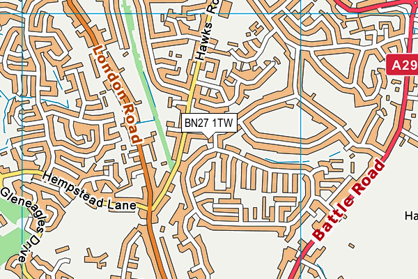 BN27 1TW map - OS VectorMap District (Ordnance Survey)