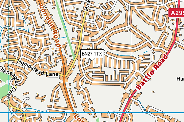 BN27 1TX map - OS VectorMap District (Ordnance Survey)