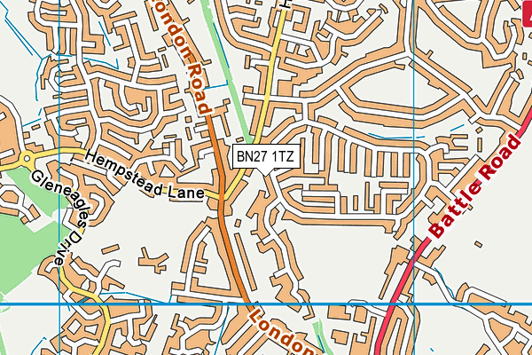 BN27 1TZ map - OS VectorMap District (Ordnance Survey)