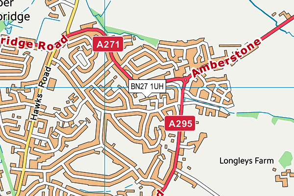 BN27 1UH map - OS VectorMap District (Ordnance Survey)