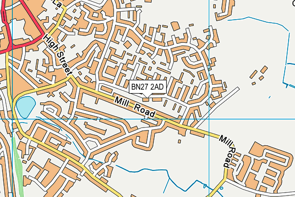 BN27 2AD map - OS VectorMap District (Ordnance Survey)