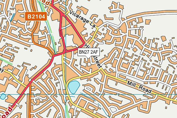 BN27 2AF map - OS VectorMap District (Ordnance Survey)
