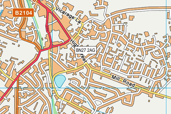 BN27 2AG map - OS VectorMap District (Ordnance Survey)