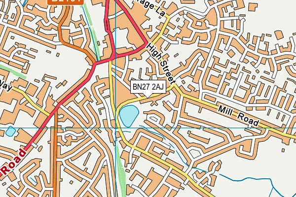 BN27 2AJ map - OS VectorMap District (Ordnance Survey)
