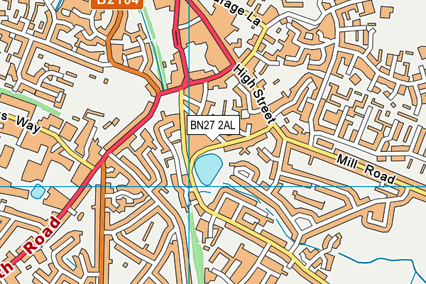BN27 2AL map - OS VectorMap District (Ordnance Survey)