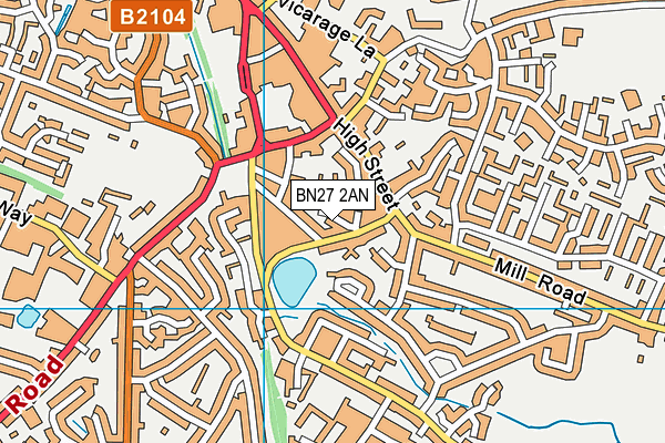 BN27 2AN map - OS VectorMap District (Ordnance Survey)