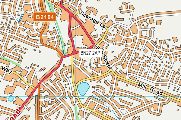 BN27 2AP map - OS VectorMap District (Ordnance Survey)