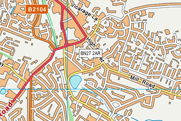 BN27 2AR map - OS VectorMap District (Ordnance Survey)
