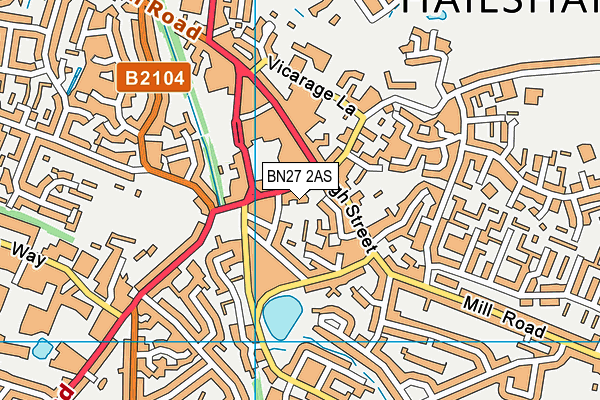 BN27 2AS map - OS VectorMap District (Ordnance Survey)