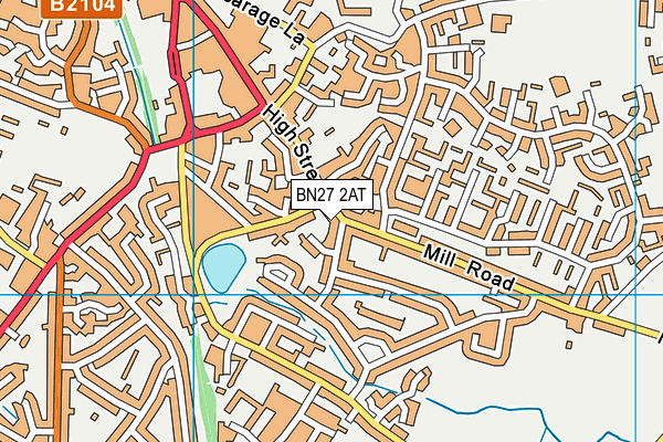 BN27 2AT map - OS VectorMap District (Ordnance Survey)