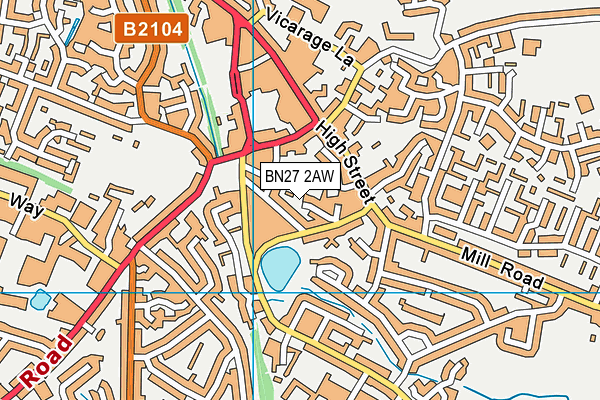 BN27 2AW map - OS VectorMap District (Ordnance Survey)