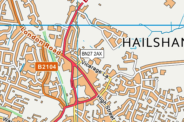 BN27 2AX map - OS VectorMap District (Ordnance Survey)