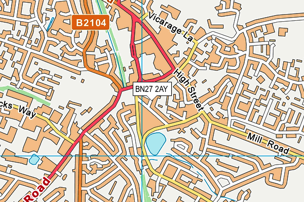 BN27 2AY map - OS VectorMap District (Ordnance Survey)