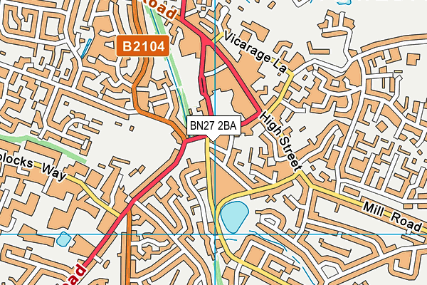 BN27 2BA map - OS VectorMap District (Ordnance Survey)