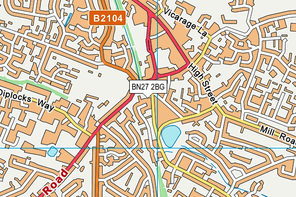 BN27 2BG map - OS VectorMap District (Ordnance Survey)