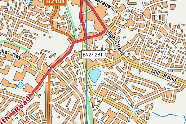 BN27 2BT map - OS VectorMap District (Ordnance Survey)