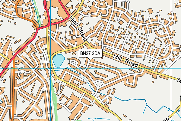 BN27 2DA map - OS VectorMap District (Ordnance Survey)