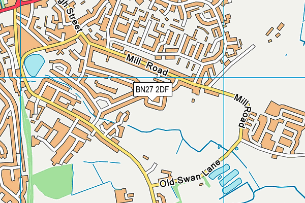 BN27 2DF map - OS VectorMap District (Ordnance Survey)