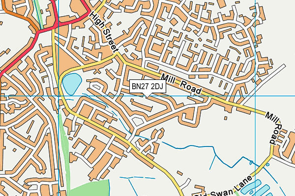 BN27 2DJ map - OS VectorMap District (Ordnance Survey)
