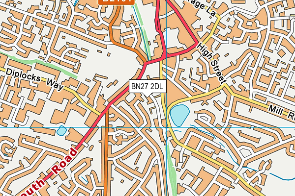 BN27 2DL map - OS VectorMap District (Ordnance Survey)