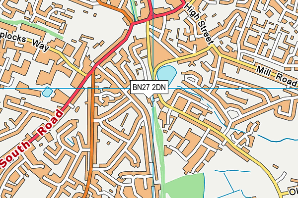 BN27 2DN map - OS VectorMap District (Ordnance Survey)