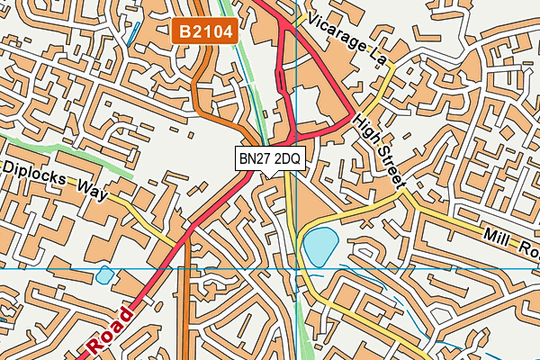 BN27 2DQ map - OS VectorMap District (Ordnance Survey)