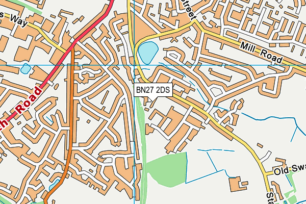 BN27 2DS map - OS VectorMap District (Ordnance Survey)