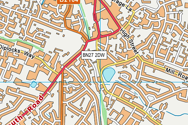 BN27 2DW map - OS VectorMap District (Ordnance Survey)