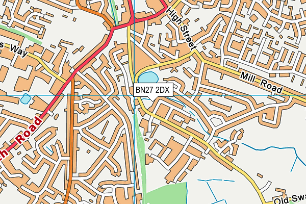BN27 2DX map - OS VectorMap District (Ordnance Survey)