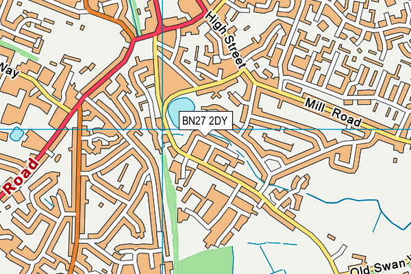 BN27 2DY map - OS VectorMap District (Ordnance Survey)