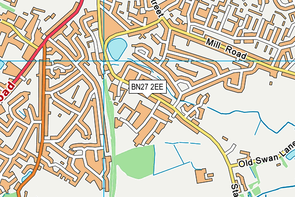 BN27 2EE map - OS VectorMap District (Ordnance Survey)