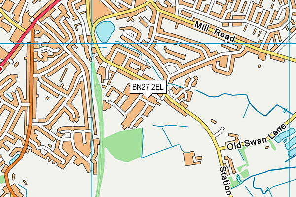 BN27 2EL map - OS VectorMap District (Ordnance Survey)
