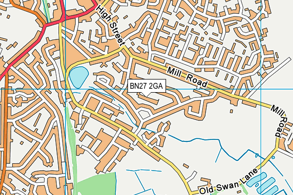 BN27 2GA map - OS VectorMap District (Ordnance Survey)